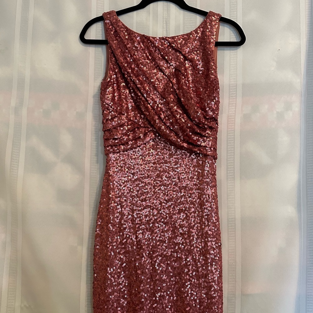Badgley Mischka Rose Gold Sequin Gown
